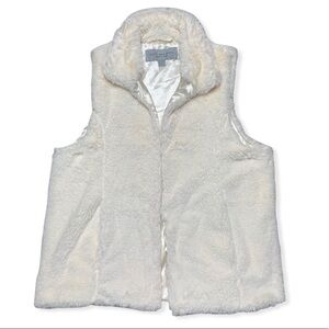 Andrew Marc New York Fluffy Off White Faux Fur Lined Vest Large